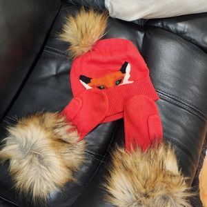 Kate Spade hat and mittens w/ faux fur